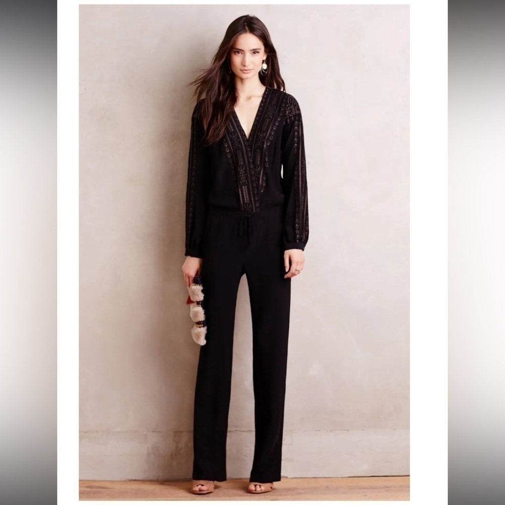Anthropologie Dusk Shadow Twelfth Street By Cynthia Vincent Jumpsuit Embroidered